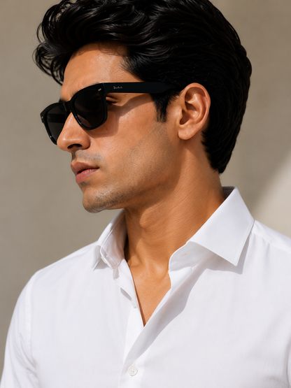 Close-up of white cotton shirt collar and fabric by Laxurine