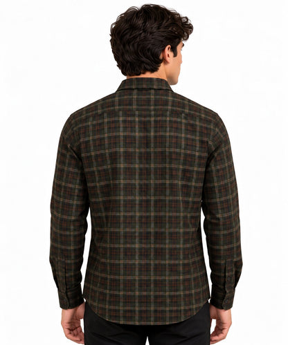 Laxurine Men's Brown Checked Shirt