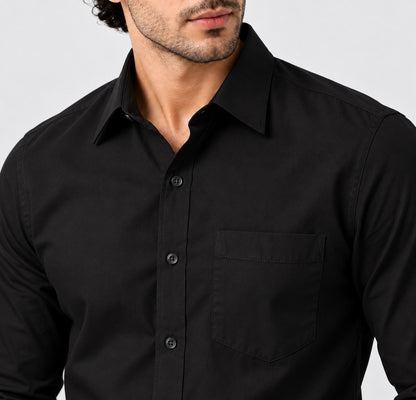 Laxurine Men's Black Solid Casual Shirt