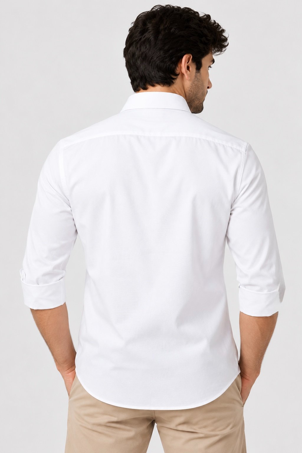 Laxurine Men's White Solid Casual Shirt