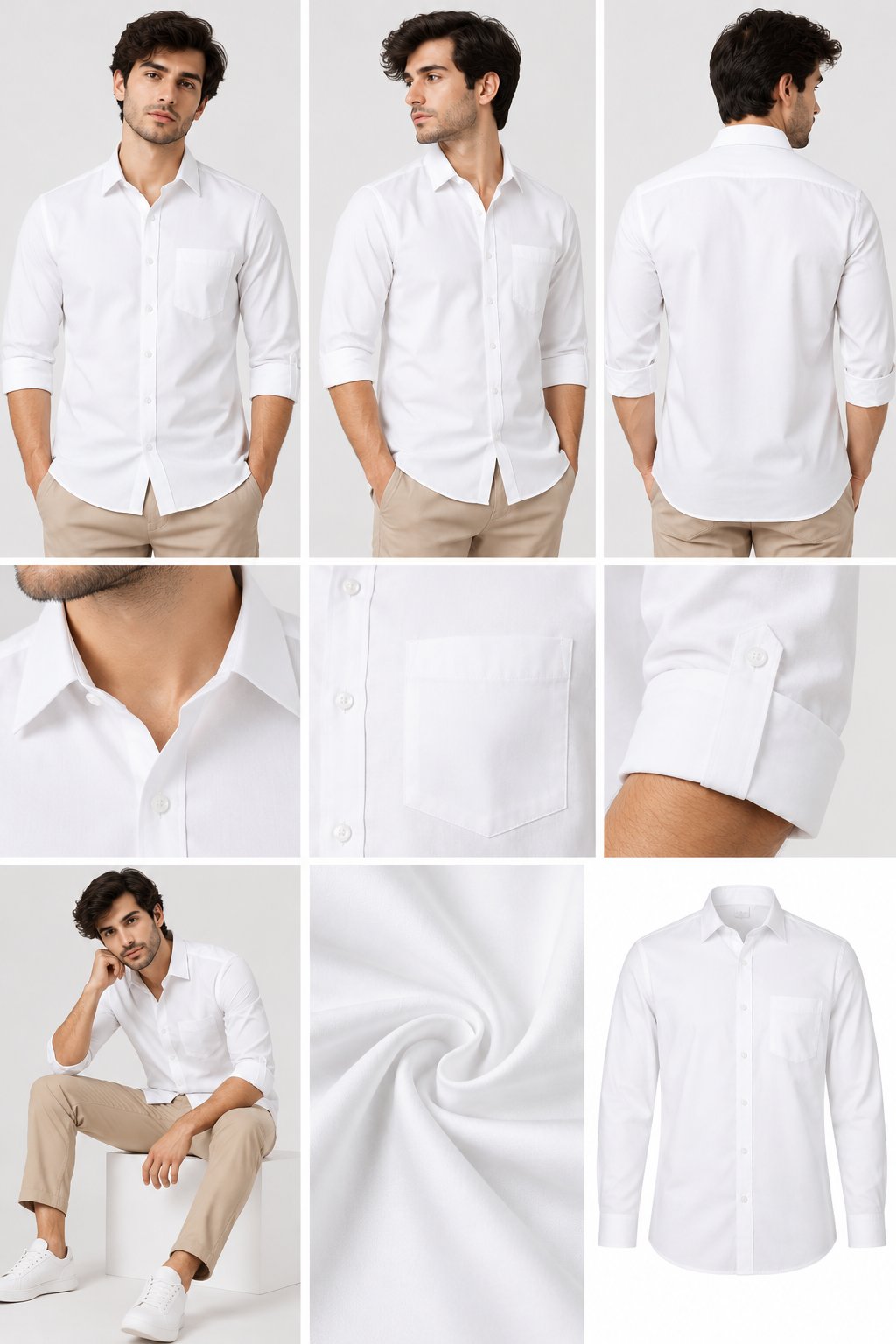 Laxurine Men's White Solid Casual Shirt