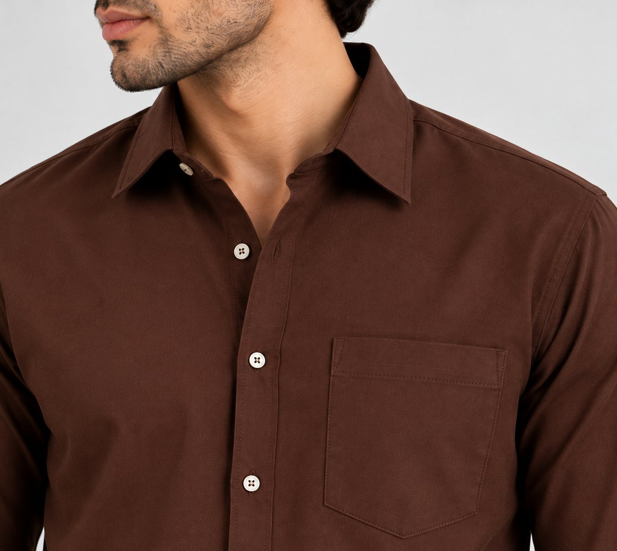 Laxurine Men's Brown Solid Casual Shirt