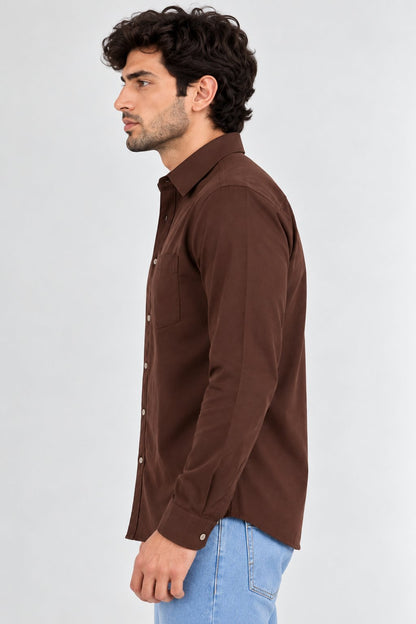 Laxurine Men's Brown Solid Casual Shirt